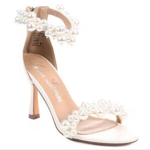 Lauren Lorraine Sz 9.5 Fiesta Ivory Pearl Open Toe Formal Bridal Prom Heels NIB